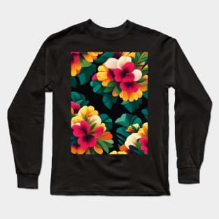 Begonias Dark Abstract Artwork Long Sleeve T-Shirt